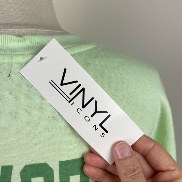 Vinyl Icons Lime Green New York Sweatshirt Women Large Comfort Soft New With Tag - Picture 7 of 9